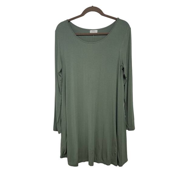 Piko Tunic Top Green Longsleeve A Line Pockets Bamboo 679 - Picture 1 of 10